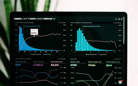 Analytics charts on a laptop screen